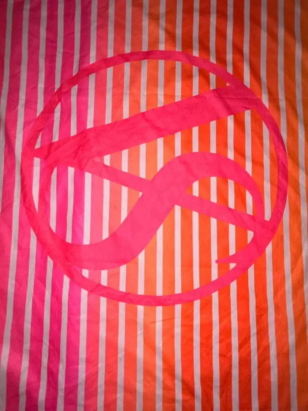 Victoria's Secret Pink Yellow and Orange Striped Roll Up Beach Blanket Towel